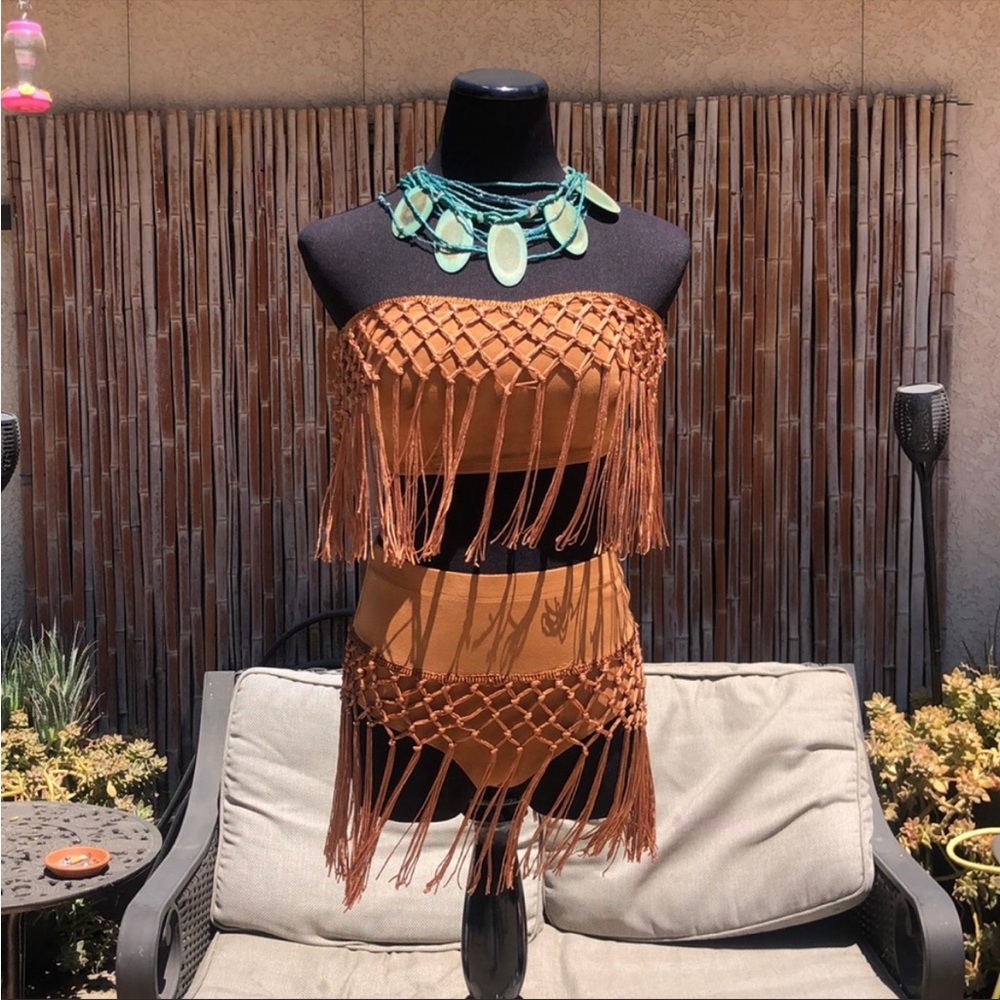 Bear dance tassel suede bikini. Size small